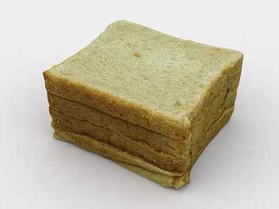 Fresh Stack of Sliced Whole Grain Bread on White Background 3d model