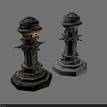 Two Old Moss Covered Fire Hydrants With Wireframe 3D Model 3d model