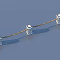 Modern Metallic Fence Structure With Cube Posts And Chain Link Grid Design