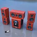 Elegant Wooden Headphone Speaker System With Multiple Units And Control Panel 3d model
