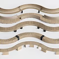 Wooden Landscape Seats Featuring Curved And Wavy Designs For Outdoor Garden And Park Settings