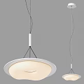 Sleek Modern White Pendant Light With Circular Shade And Thin Hanging Wire Design 3d model