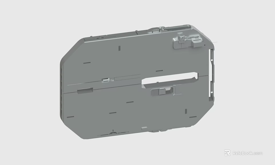 Detailed Gray Industrial Mechanical Component Featuring Structural Holes And Connectors Design 3d model 