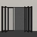 Modern Folding Doors Featuring Black Metal Frame And Glass Panels 3d model