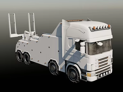 White Heavy Duty Transport Truck With Roof Lights And Side Mounts 3d model