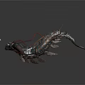 Game Movie Character Mechanical Flaming Mythical Creature With Glowing Orange Red Accents And Spiked Armor