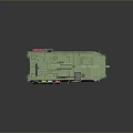 Green Military Wheeled Tank Featuring Six Wheels Antenna Weapon System And Storage Boxes