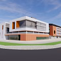 Modern School Neoclassical School Architecture 3d model