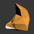 Low Poly Fox Head Design With Orange Fur And Dark Red Ears On Gray Background