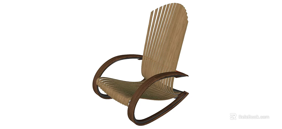 Modern Outdoor Rocking Chair With Wooden Frame And Woven Seat Design 3d model 