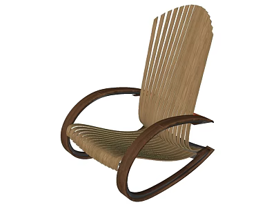 Modern Outdoor Rocking Chair With Wooden Frame And Woven Seat Design 3d model