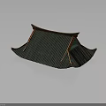 Traditional Chinese Architecture Roof Featuring Green Tiles Curved Eaves And Red Accents