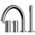 Modern Black Kitchen Faucet With Dual Handles And Detachable Cleaning Brush