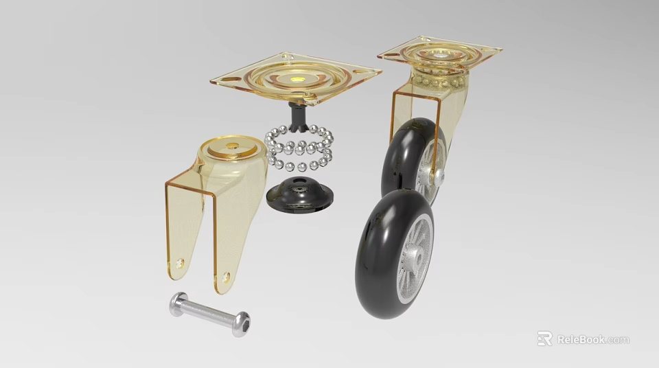 High Quality Industrial Equipment Components With Wheels Brackets Springs And Bolts 3d model 