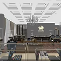 Luxury Jewelry Store Interior Design with Glass Display Cases Chandelier Lighting and Exquisite Jewelry Pieces