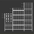 Sturdy White Multi tiered Grid Design Display Shelving Units For Retail Stores 3d model