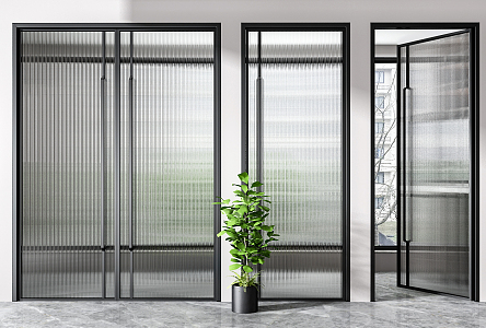 Modern swing door Changhong glass door combination 3d model