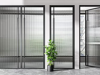 Modern swing door Changhong glass door combination 3d model