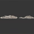 Small Scattered Gray Pebbles on Clean White Background as Decorative Stones 3d model