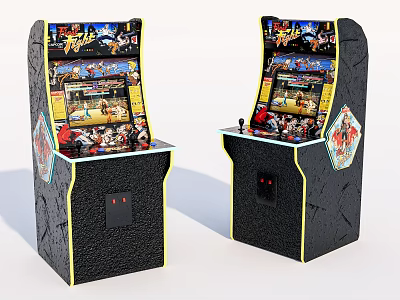 Dual Retro Arcade Machines With Classic Games And Vintage Design For Home Entertainment 3d model