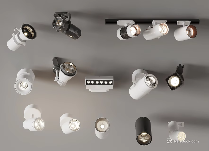 Modern LED Downlights And Spotlights With White Black Designs For Home Ceiling Lighting 3d model 