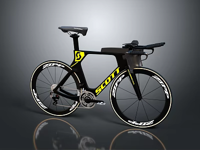 Black Scott Racing Bicycle With Streamlined Frame Yellow Logo And Modern Design 3d model