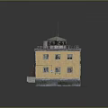 Industrial Park With Yellow Multi Story Building Green Roof Pavilion Staircase And Windows
