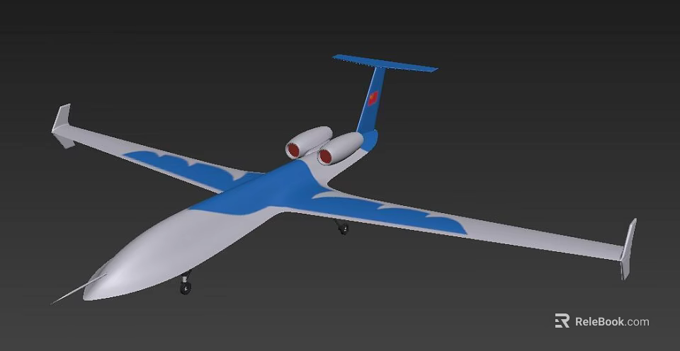 Blue And White Commercial Airliner With Twin Engines And Wing Design 3d model 
