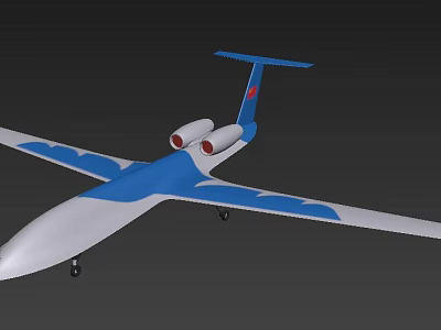 Blue And White Commercial Airliner With Twin Engines And Wing Design 3d model