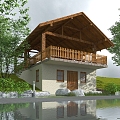 Modern wooden house 3d model