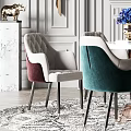 Elegant Modern Restaurant Interior with Golden Circular Chandeliers Gray Paneled Walls Round Table Green Chairs