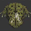 Green and Brown Spotted Frog with Yellow Eyes Sitting on Dark Surface with Reflection 3d model