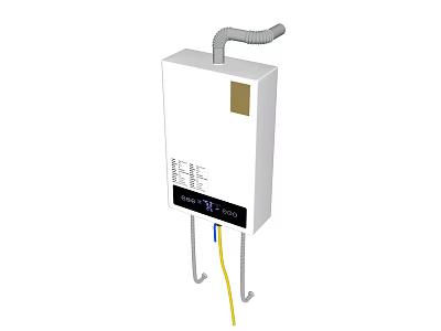 Efficient Home Electric Water Heater With White Body Gray Exhaust Pipe And Black Control Panel 3d model
