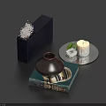 Modern Home Decor Items Black Square Vase White Decorative Balls Lit Candle And Mirrored Tray
