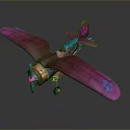 Colorful Handmade Toy Airplane with Pink Wings and Vibrant Decorative Patterns for Kids Playtime