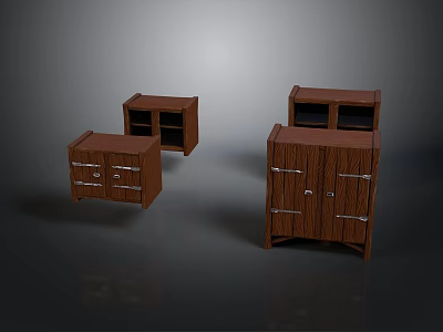 Wooden Furniture Storage Set With Cabinets Drawers And Glass Doors Design 3d model