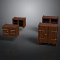 Wooden Furniture Storage Set With Cabinets Drawers And Glass Doors Design