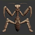Low Poly Copper Mantis 3D Model With Shiny Metallic Texture And Reflective Surface 3d model