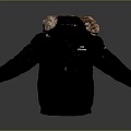 Black Winter Jacket With Fur Collar And CLP Logo Warm Padded Design 3d model
