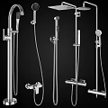 Modern Chrome Bathroom Shower Faucets With Handheld Heads And Fixed Arms