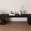 Stylish Black Bench With Books Decorative Items And Vase In Interior Space