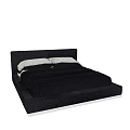 Modern Black Upholstered Double Bed With Soft Mattress And White Pillows 3d model
