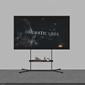 Modern TV Stand With Cinematic Screen And Decorative Accessories On Top