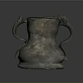 Ancient Bronze Sculpture Vessel With Carved Handles And Ornate Design Details