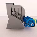 Industrial Equipment Structure With Gray Main Body And Blue Mechanical Drive Components