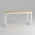Minimalist Modern Desk With Light Wooden Top And White Metal Legs For Home Office