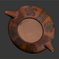Handcrafted Traditional Red Pottery Teapot Sculpture With Intricate Black Carved Patterns