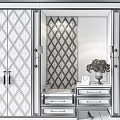 Elegant White Shoe Cabinet With Diamond Pattern Design In Modern Home Interior 3d model