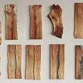 Natural Stone And Wood Decorative Elements With Various Shapes Slices Planks And Textures