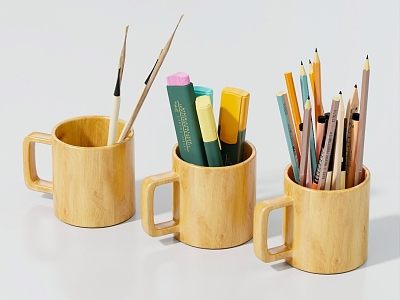 Wooden pen holder water cup toothbrush cup brush pen marker pencil wooden tea cup coffee cup model